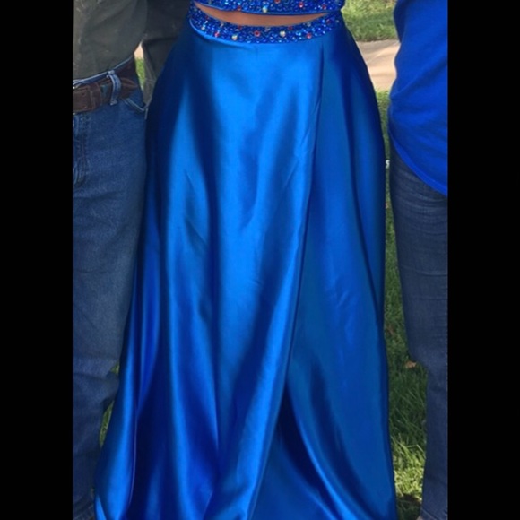 Royal Blue Two Piece Prom Dress - Picture 1 of 3
